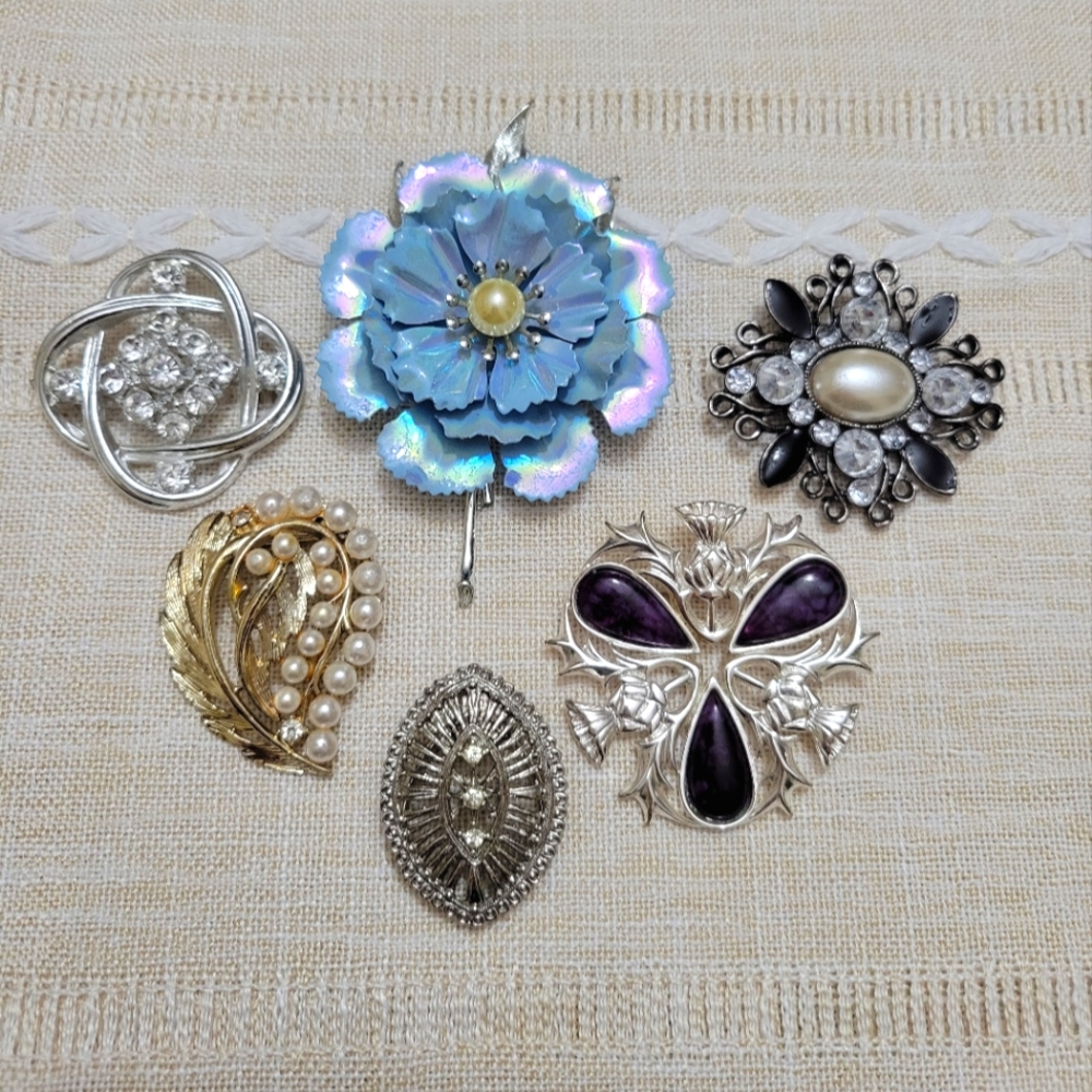 Lot of 6 Large Brooches